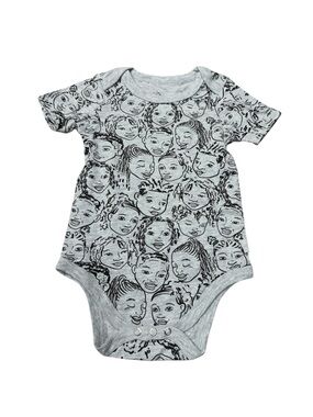 Well Worn Los Angeles Grey Illustrated Faces Baby One-Piece Bodysuit